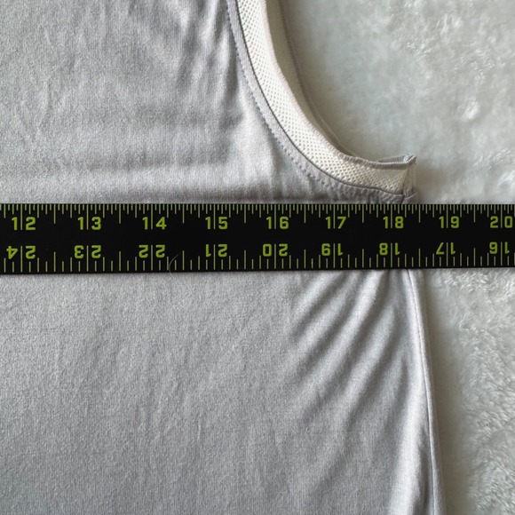 Banana Republic HiNeck Shirt Sleeveless Light Gray Tunic White Trim Viscose - Picture 9 of 13